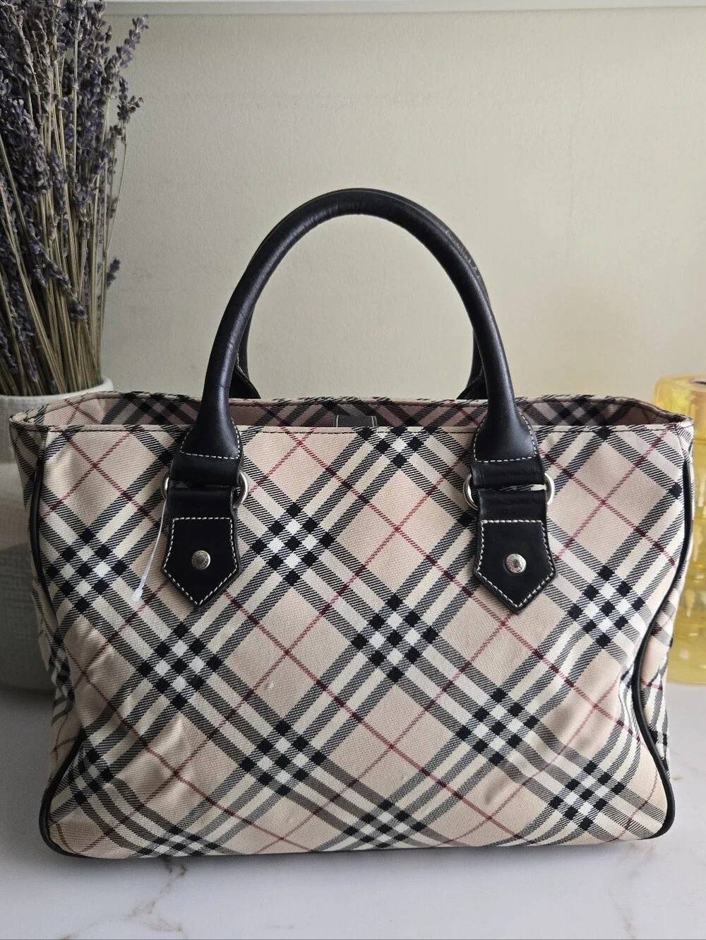 Vintage Burberry Blue Label Nova Check Canvas Japan Exclusive Satchel Bag